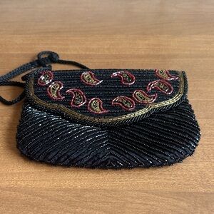 Elegant Black Beaded Clutch